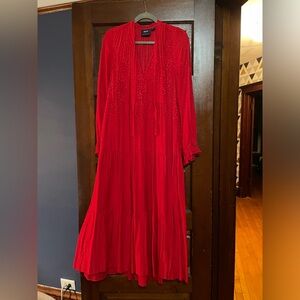 Maeve x Anthropologie Red Wendy maxi dress long sleeve XL